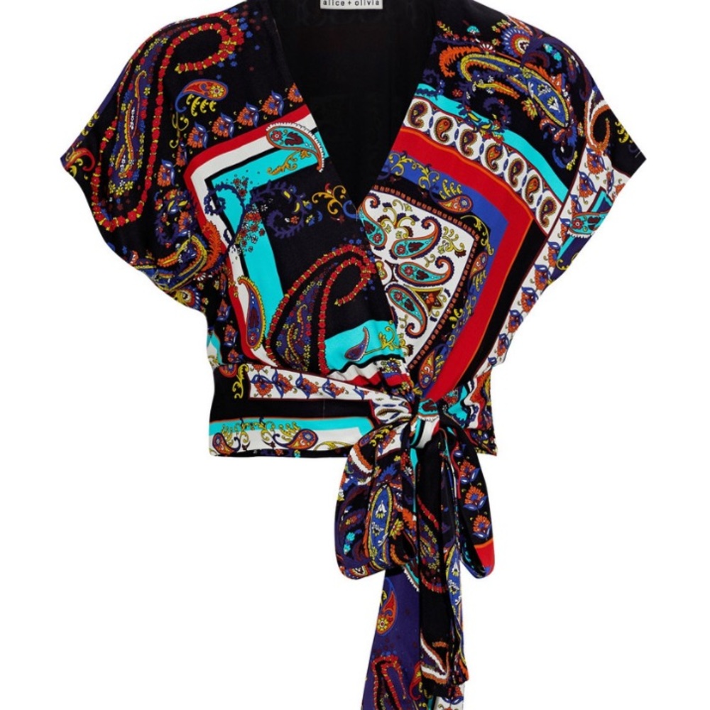 Alice + Olivia Royal paisley wrap top Large - Picture 1 of 14